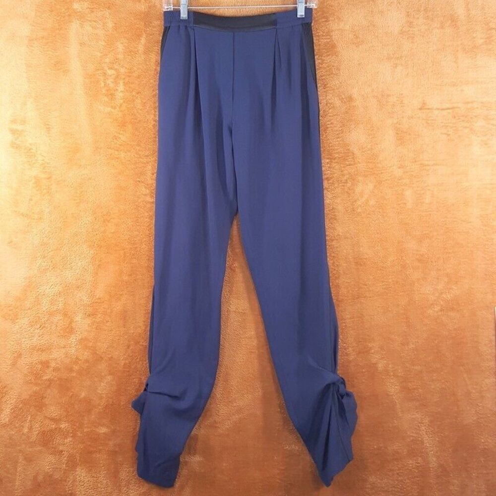 JONATHAN SIMKHAI Womens Pants Size 2 Blue Pull On Slim Leg Gathered Tie Ankle